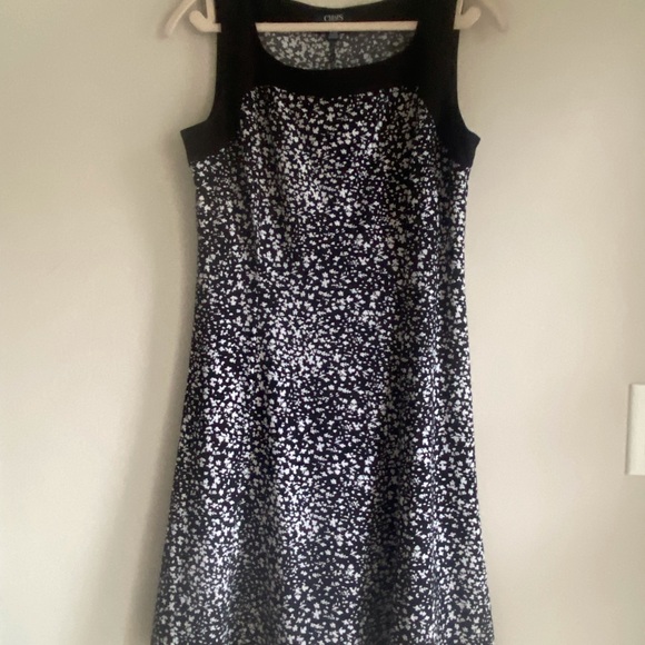 Chaps Black and White Patterned Mini Dress - Picture 1 of 5